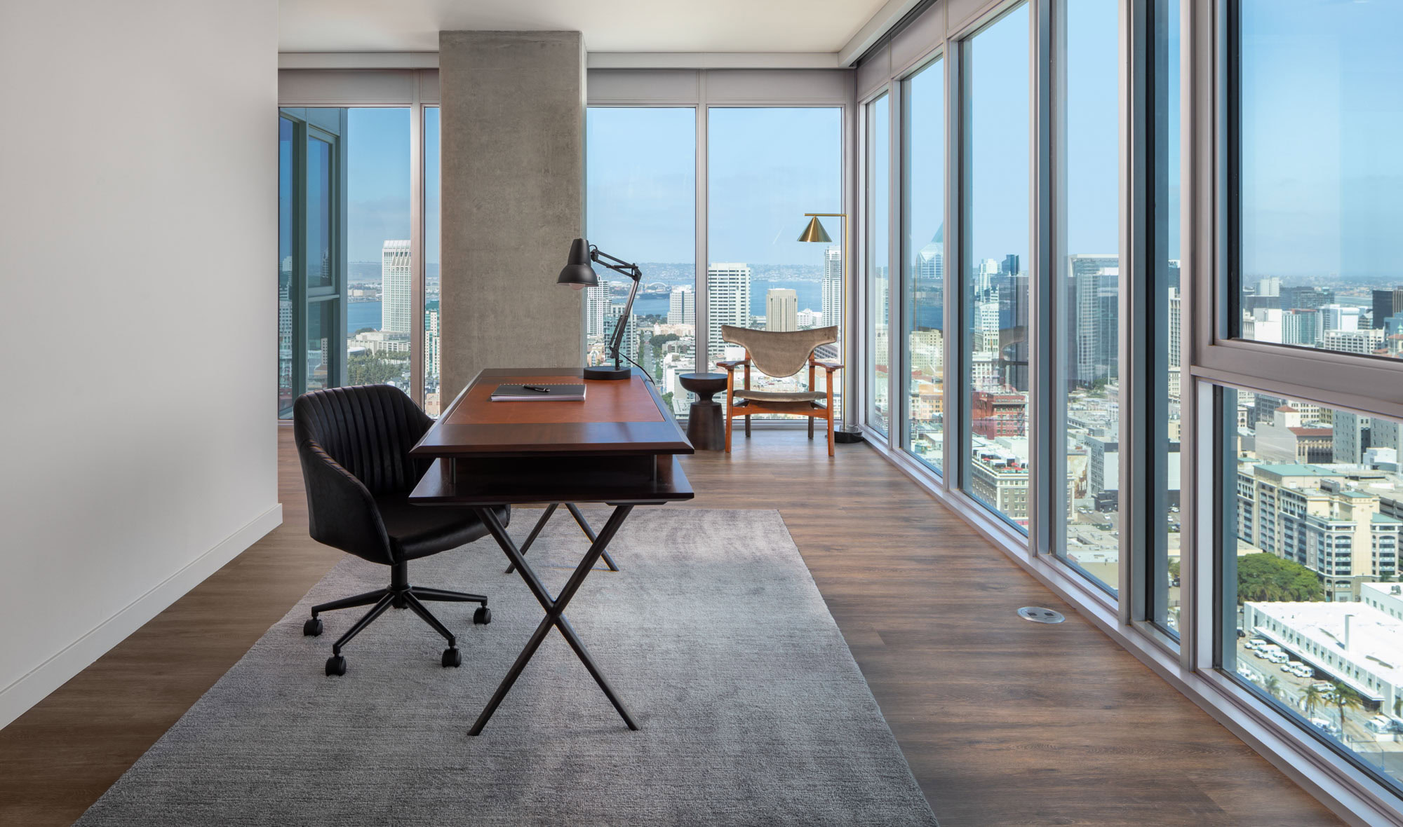 Living space at The Merian Apartments in San Diego, California.