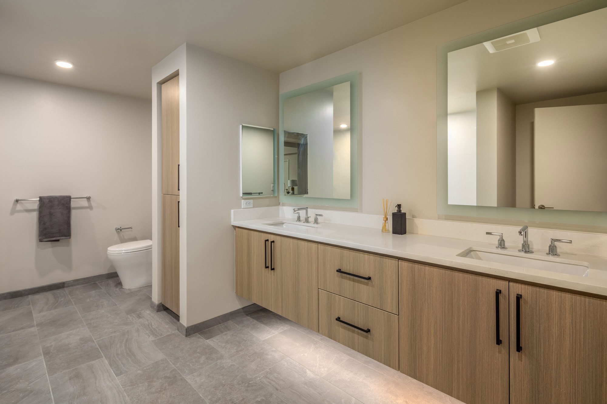 A bathroom at The Merian Apartments in San Diego, California.