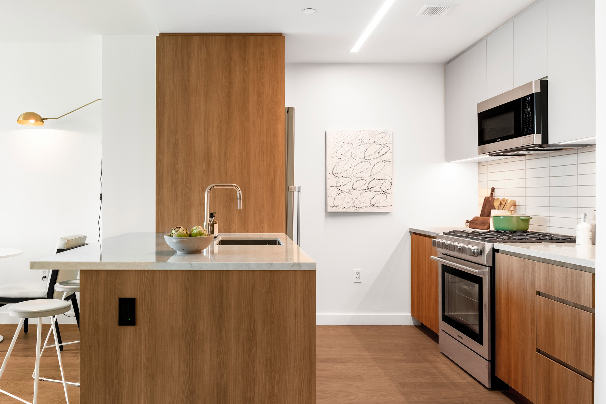 A kitchen at Lincoln at Bankside in the Bronx, NY.