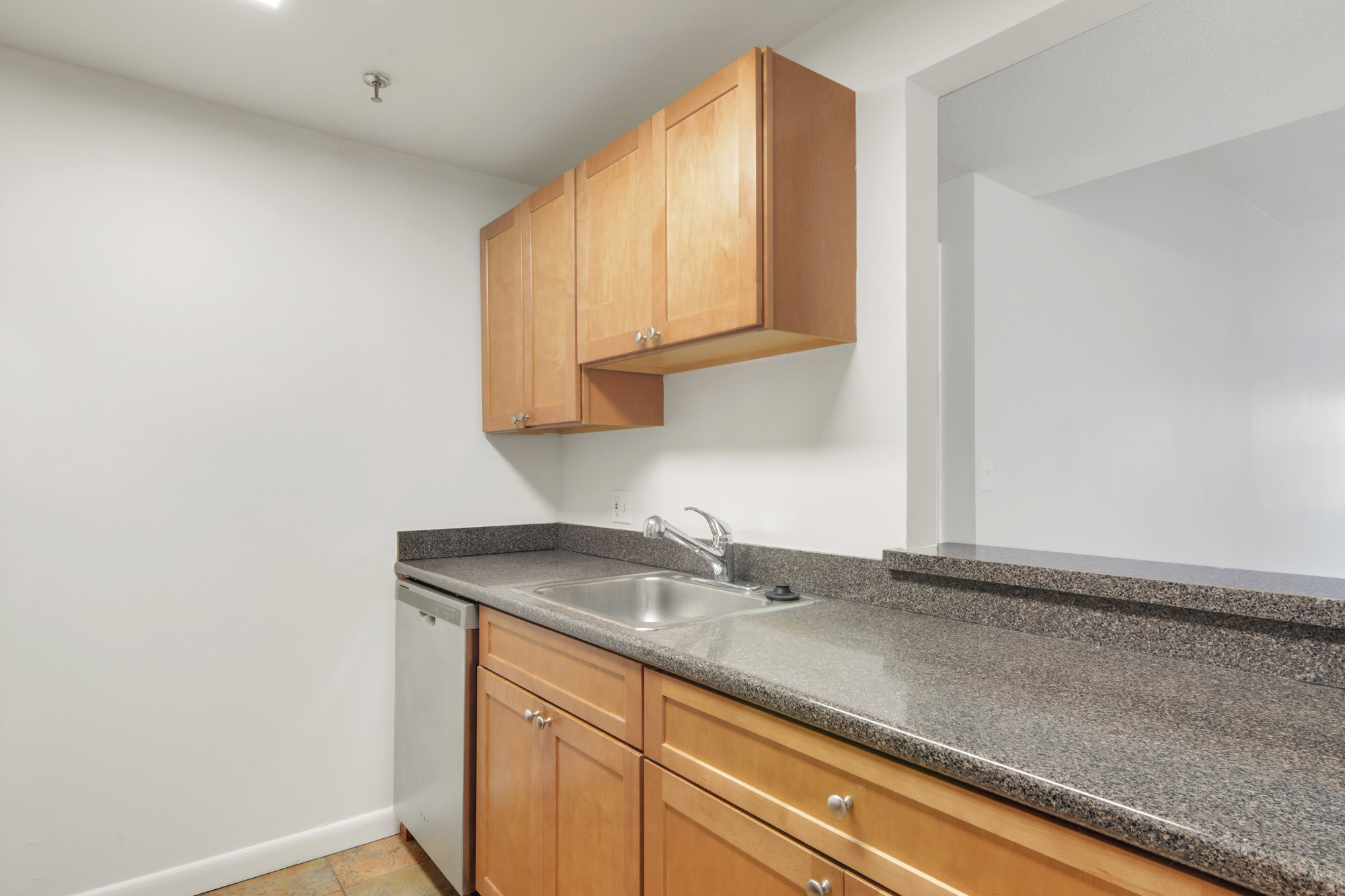 The kitchen in a KBL apartment in Boston, Massachusetts.