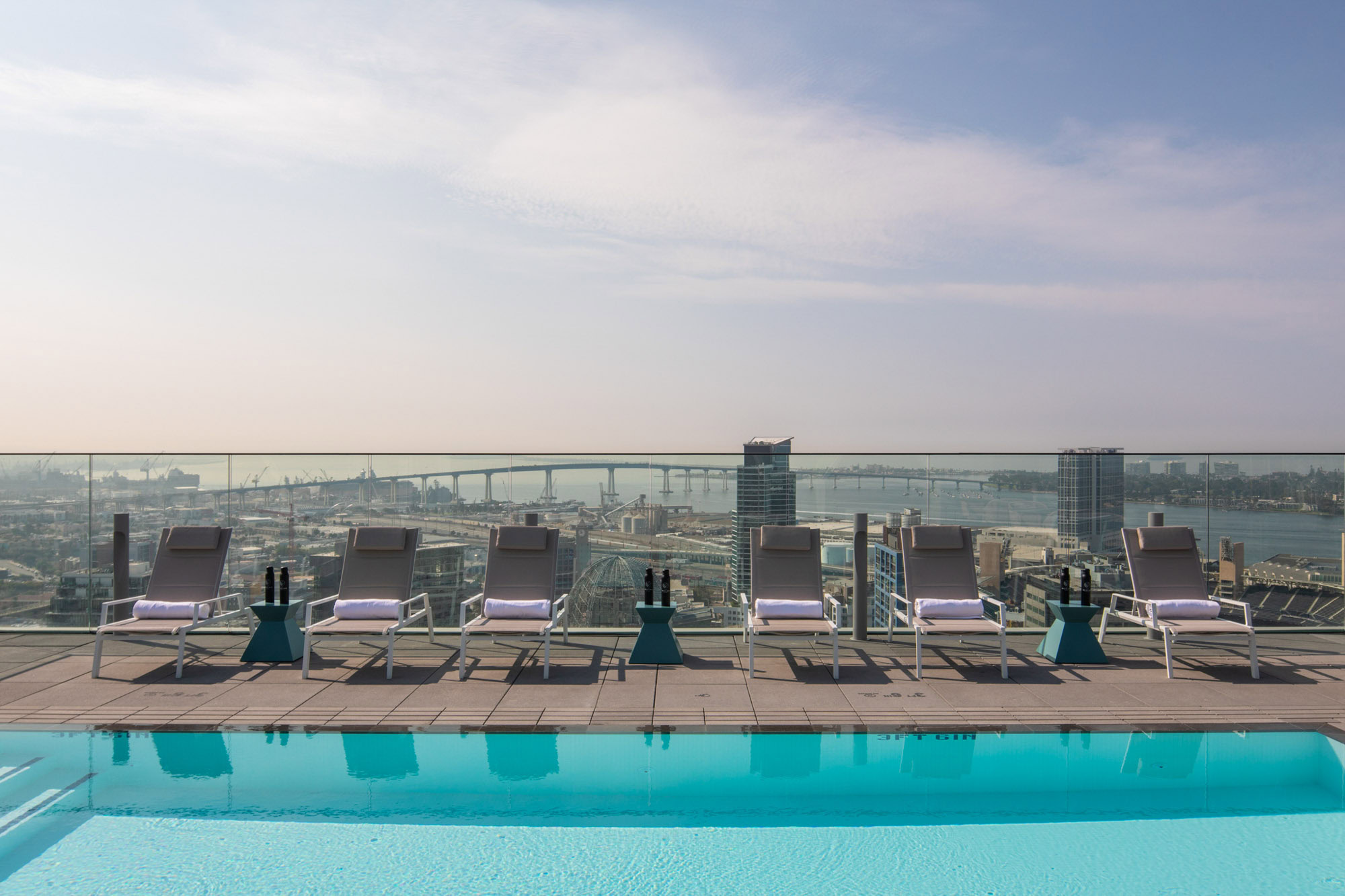 Rooftop pool at The Merian apartments in San Diego, California.