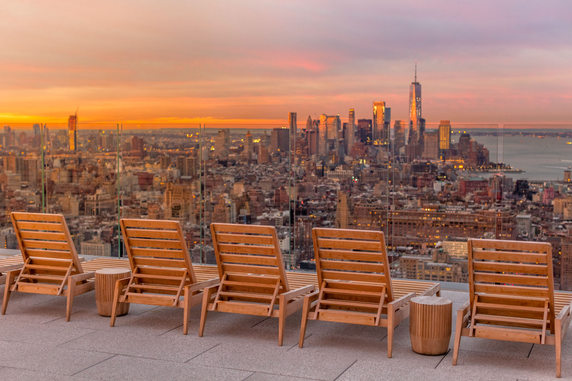 The panorama lounge in The Eugene apartment in Manhattan, New York.