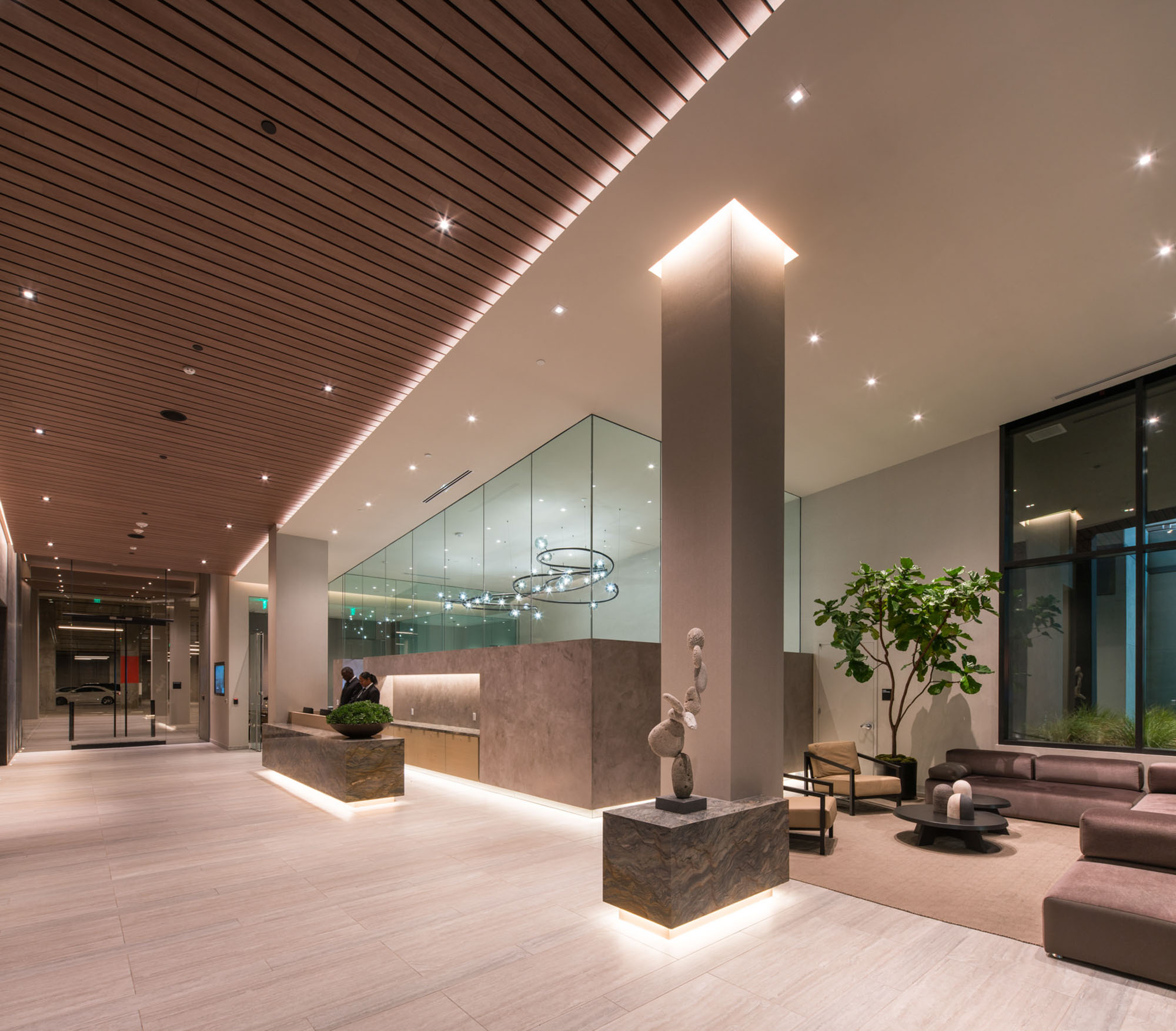 The Lobby of Ateliers high rise luxury apartments in downtown los angeles
