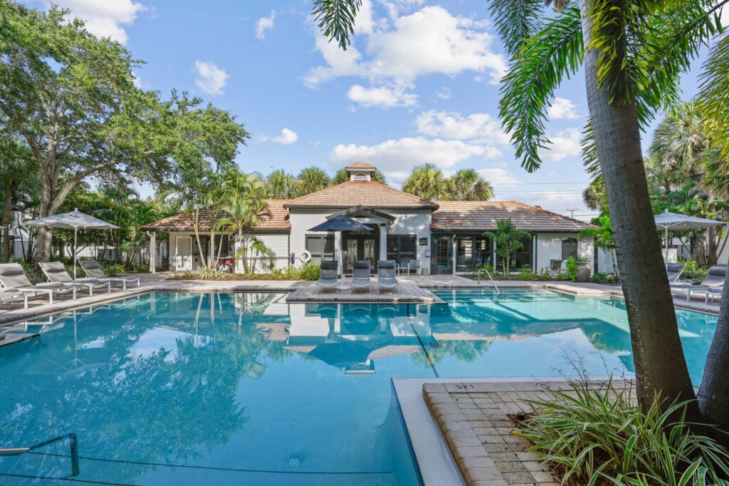 The pool at South Pointe apartments in South Tampa, Florida.