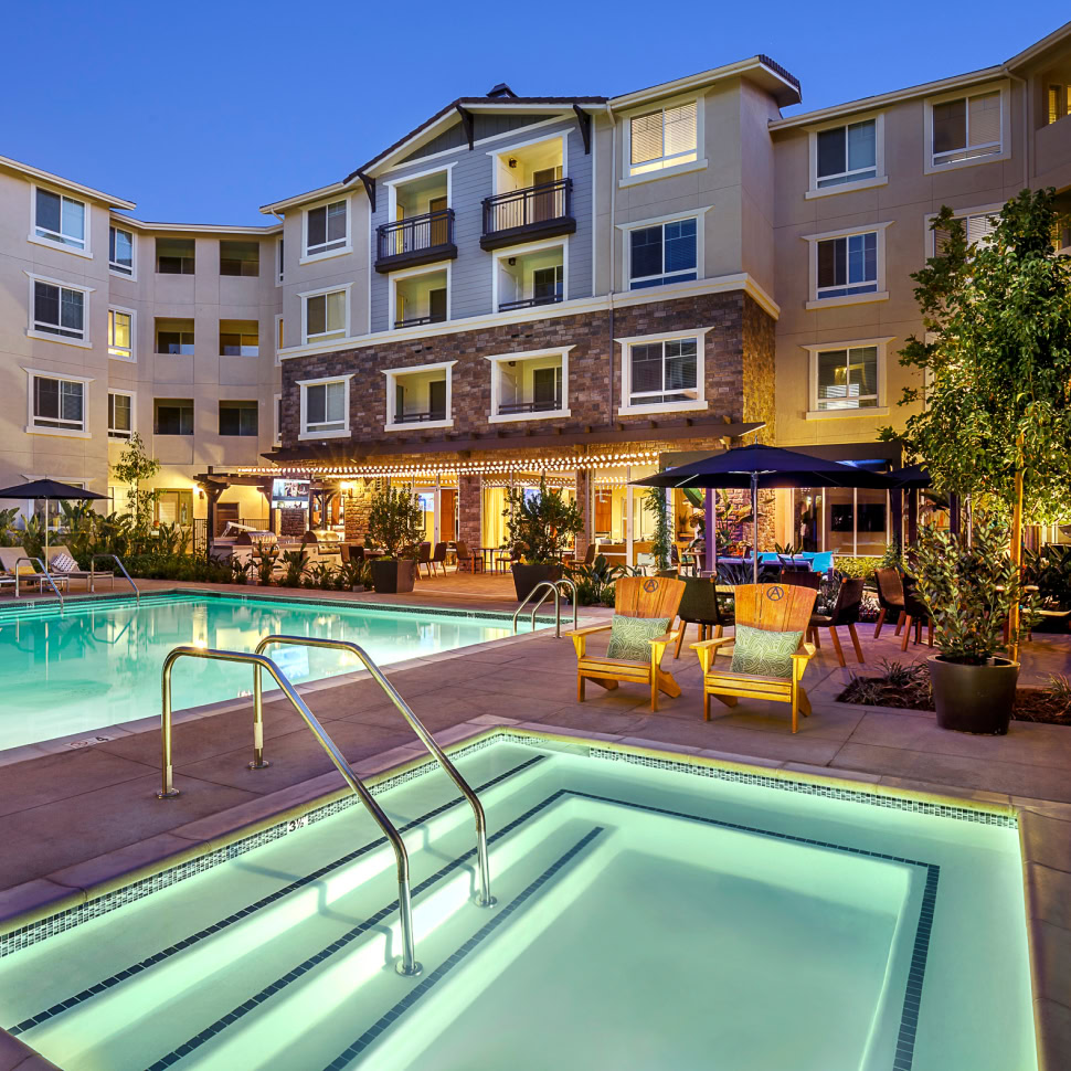 The pool at Alder apartments in Northridge, California.